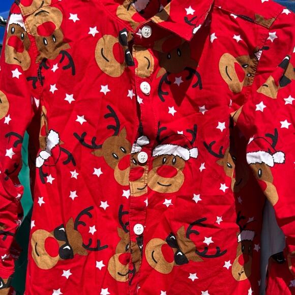 Denim & Flower Ricky Singh Kids 3T Red Reindeer Christmas Shirt Santa Stars 3-4Y - Picture 1 of 4